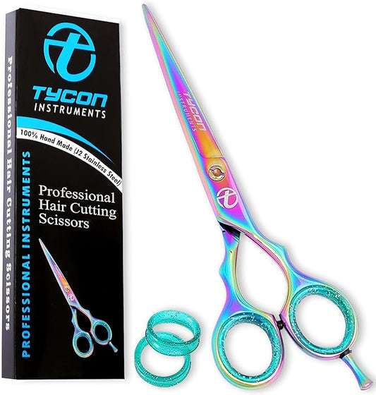Tycon Hair Cutting Scissors Professional 6.5" – Japanese Stainless Steel, 2.7" Razor Edge Blade Barber Scissors – Ergonomic design - Precision Hair Scissors for Smooth Cutting - Salon & Personal Use