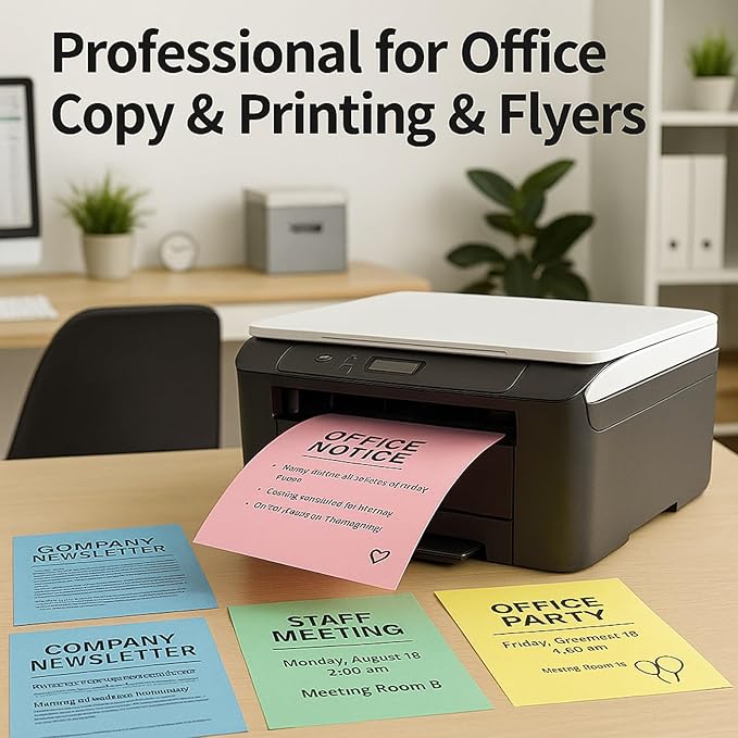 Colored Copy Paper 8.5 x 11, Letter Size Printer Paper, 600 Sheets (150 Each of Pink, Green, Blue, Yellow), Jam-Free, Bulk Pastel Colored Paper for Arts & Crafts, DIY Projects, Made in USA