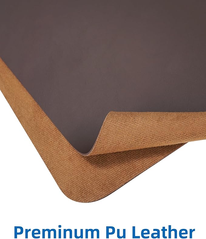 Leather Desk Pad Blotter,Mouse Pad,Office Desk Mat, Non-Slip PU Leather Desk mat,Large Desk mat,Waterproof Keyboard mat for Office/Home/Decor (Coffee,35" x 17")