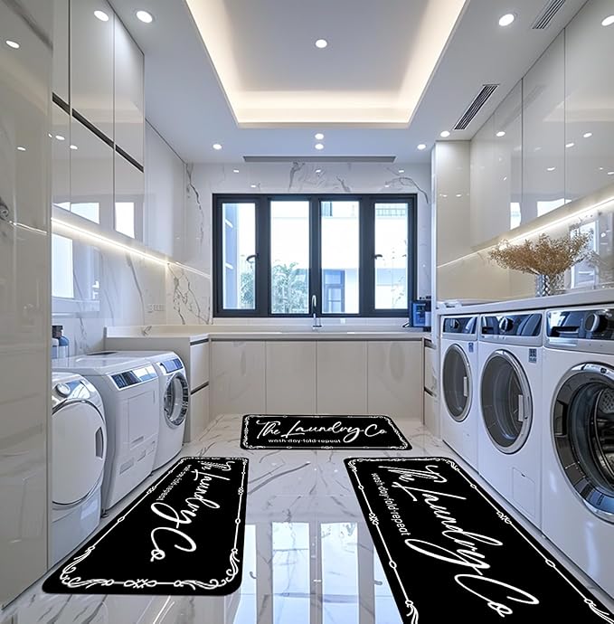 Laundry Room Rug Runner 20"X47" Non Slip Farmhouse Mats Organization and Washable Floor Long Rugs for Laundry Room Accessories Mudroom Kitchen Bathroom Area Rugs Decor