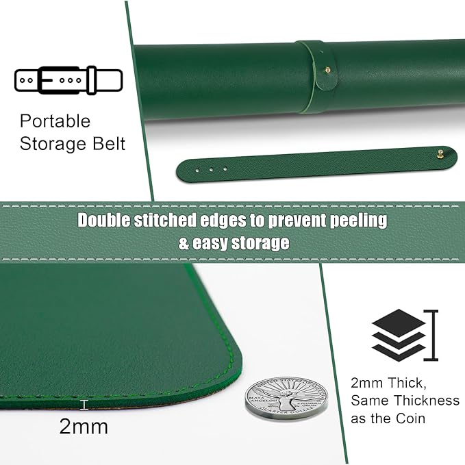 Large Desk Pad, 47.2'' x 23.6'', Office Desk Mat, Computer Mat for Desk, Leather Desk Pad Protector, Sewing Desk Blotter, Desktop Writing Pad for Office/Home/Decor Dark Green