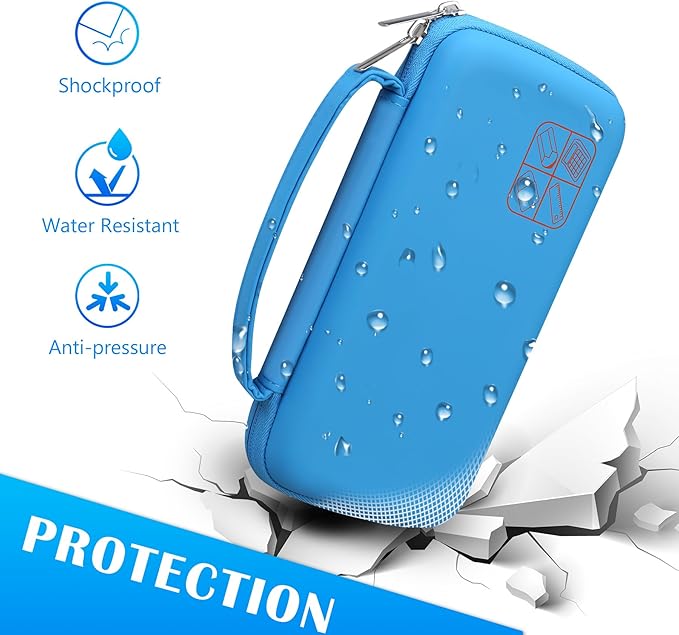 BOVKE Hard Travel Case for Texas Instruments TI-84 Plus CE/TI-84 Plus/TI-83 Plus CE/TI-83 Plus/Casio fx-9750GIII Graphing Calculator, Mesh Pocket for USB Cables, Manual, Pens, Accessories, Blue