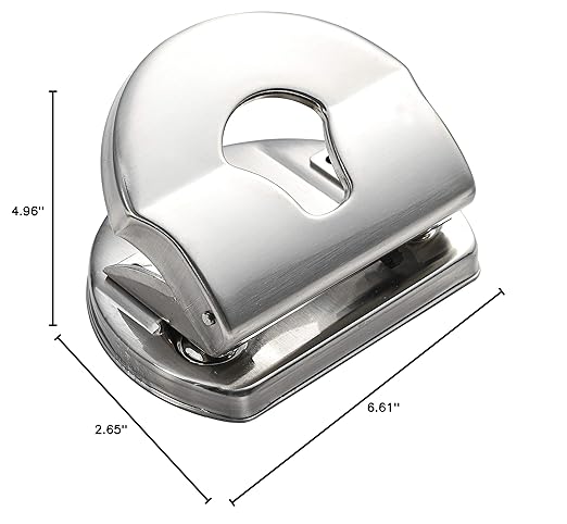 Paper Hole Puncher 2 Hole Punch, 10 Sheets Capacity, Without Base, Silver