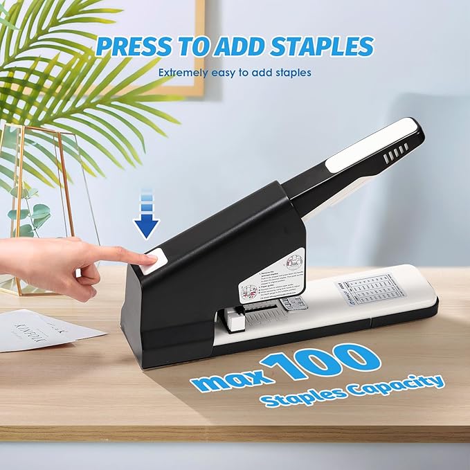 Heavy Duty Stapler 210 Sheets Large Capacity Office Staplers for Desk with 4000 Staples, Black Labor Saving Stapler with Adjustable Stapling, Jam Free for Office, Classroom Paper Binding