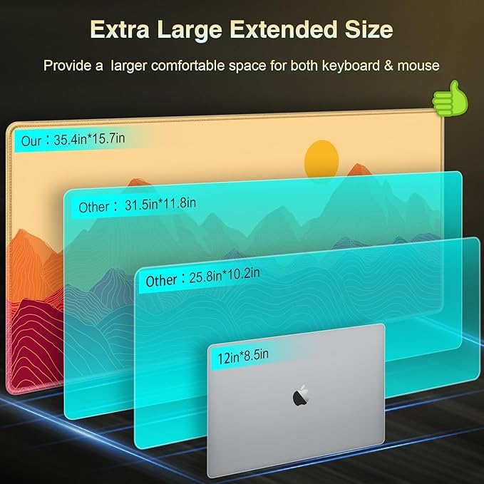 Gaming Mouse Pad, Large Mouse Pad XXL 35.4×15.7in, Extended Computer Keyboard Mouse Mat Desk Pad for Laptop with Stitched Edges, Waterproof Mousepad for Gamer Home&Office Women