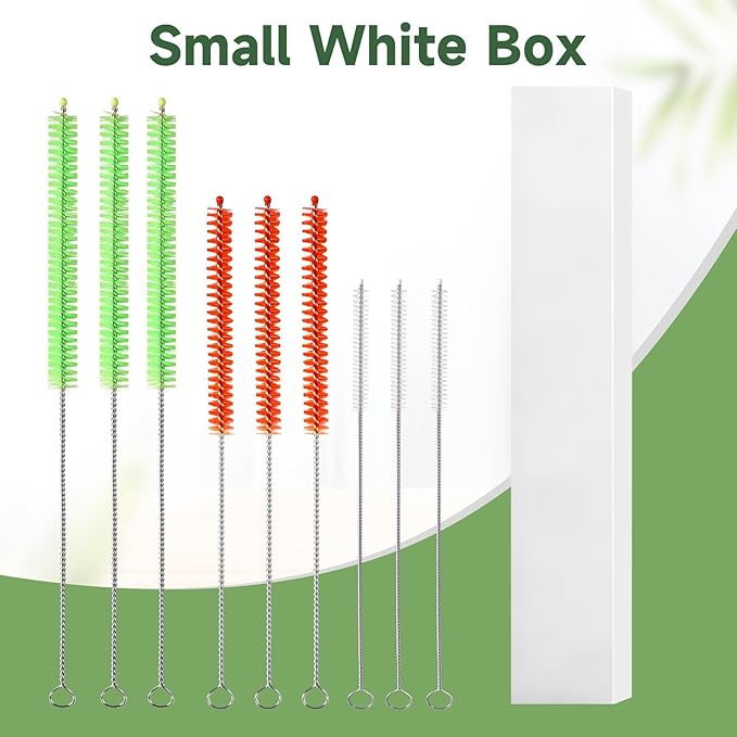 KLeXiC 9PCS Reusable Long Colored Straw Cleaner Brush Set 12" Bendable,Capable of Cleaning Various Metal, Silicone, Plastic, Bamboo,Glass Straws Tubes Diameters Ranging from 4-16mm