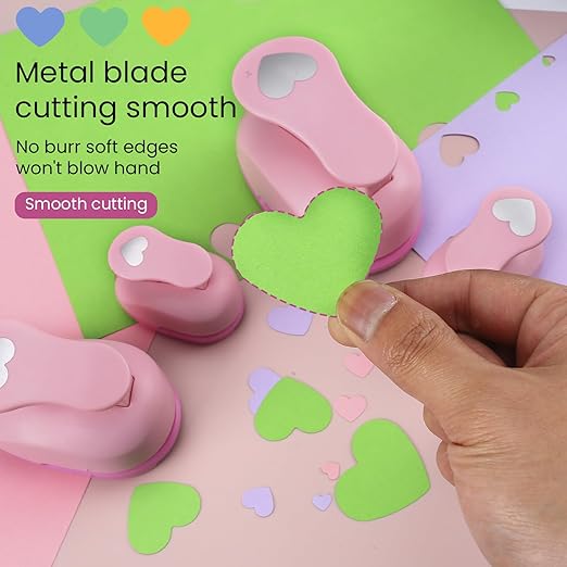 MyArTool Heart Paper Punch Set, 3/8 Inch, 5/8 Inch, 1 Inch, 1.5 Inch, 2 Inch, 5 Different Size Heart Hole Punch for Scrapbooking, Card Making, DIY Photo Albums, Gift Tags, Homemade Confetti
