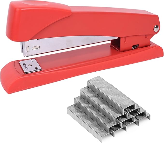 Clipco Stapler with 2000 Staples Full Desk Size Red (12-Pack)