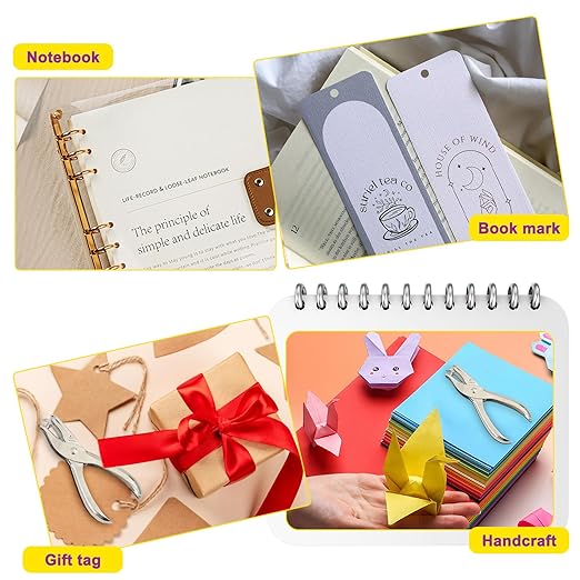 2 Pieces Small Single Hole Punch, 1/4 Inch One Hole Paper Punch with 8 Sheet Capacity, Punch Accuracy, Hole Puncher Single for Crafts, Tags, and Tickets