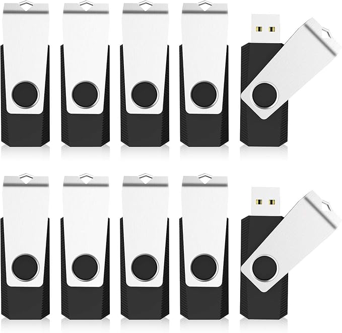 KEXIN 16GB USB Drive Bulk 50 Pack Flash Drive 16 GB Thumb Drive Bulk Flash Drive 50 Pack Swivel USB 2.0 (16GB, 50PCS, Black)