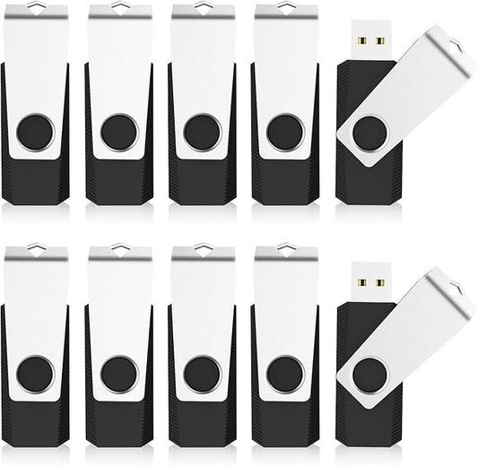 KEXIN 16GB USB Drive Bulk 50 Pack Flash Drive 16 GB Thumb Drive Bulk Flash Drive 50 Pack Swivel USB 2.0 (16GB, 50PCS, Black)
