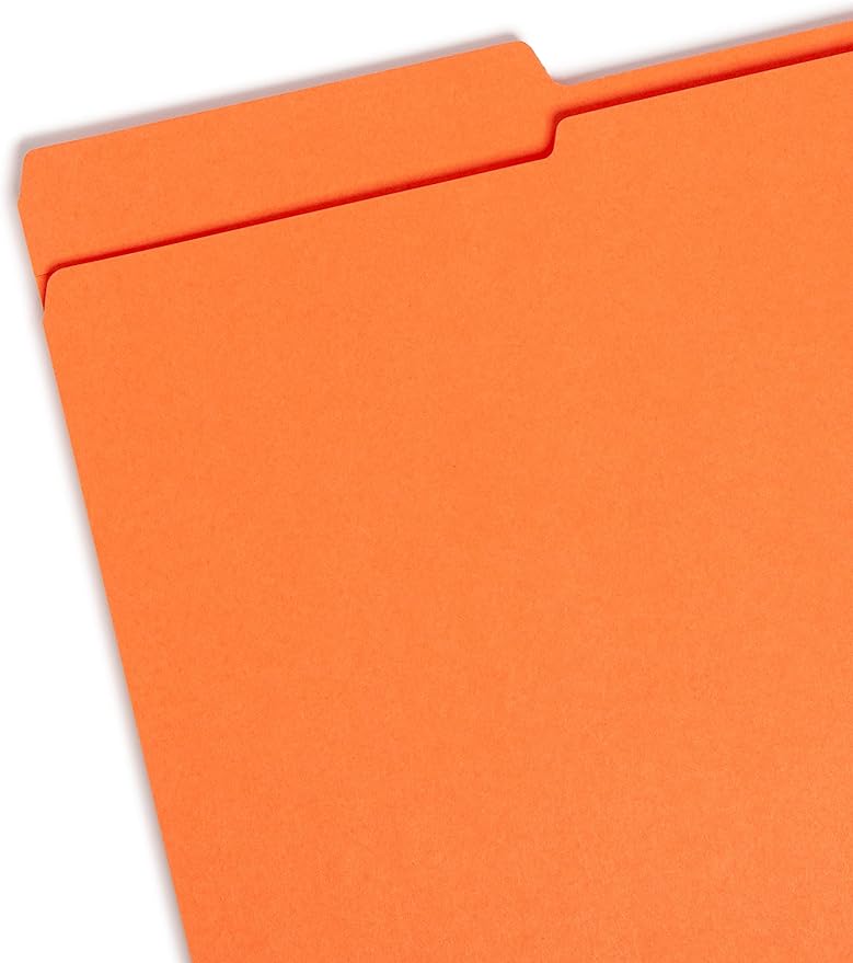 Smead File Folder, Reinforced 1/3-Cut Tab, Legal Size, Orange, 100 per Box (17534)