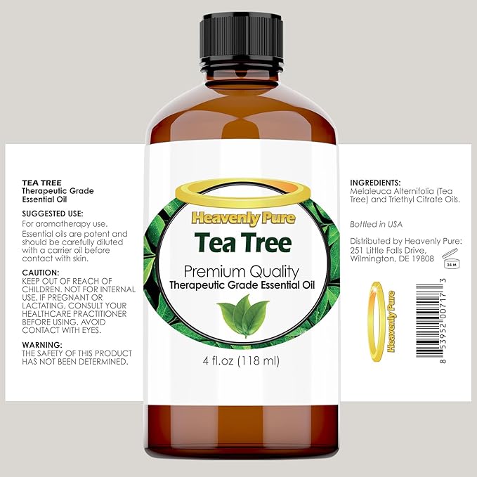 Tea Tree Essential Oil 4 oz Bottle for Candle Making, Aromatherapy, Body, Face, Skin and Hair Care - 118 ml - Tea Tree Oil