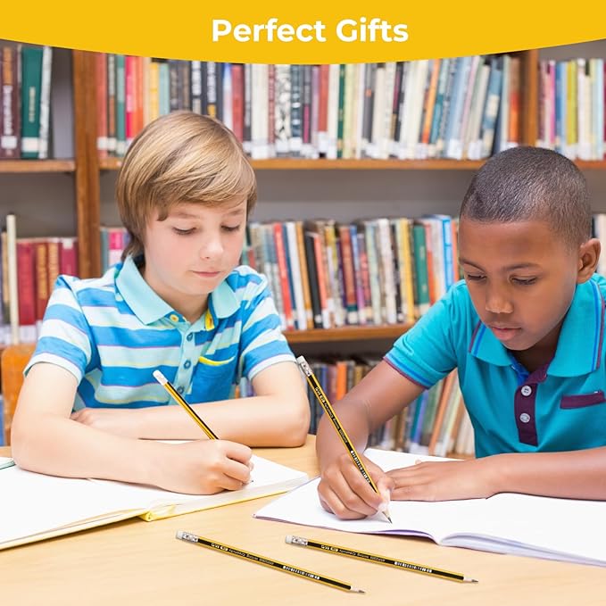 M&G 24 Pack Pre-Sharpened 2B Wooden Pencils with Top Erasers, Ideal for Schools, Offices, and Homes