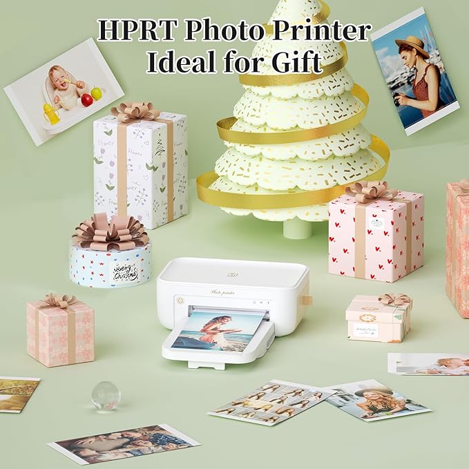 HPRT CP4100 Photo Printer - Portable 4x6 Bluetooth Instant Picture Printer + 108 Sheets & 2 Ribbon, Wi-Fi, Premium Dye Sublimation - 300 DPI Display Resolution - Editing App for Fun, Creative Photos