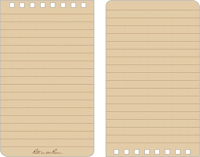 Rite in the Rain Weatherproof 3" x 5" Top-Spiral Notebook Kit: Tan CORDURA Fabric Cover, 3" x 5" Tan Notebook, and an Weatherproof Pen (No. 935T-KIT)