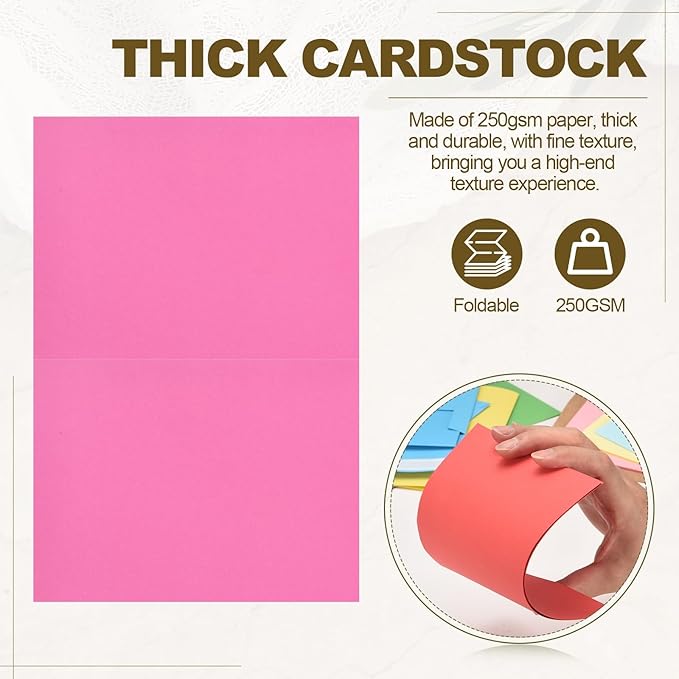 PATIKIL 50Pack Dark Pink 4x6 Blank Cards and Envelopes, Self Seal A6 Envelopes with Folded Cardstock Small for Greeting Cards Wedding Greeting Birthday Invitations Letter Mailing