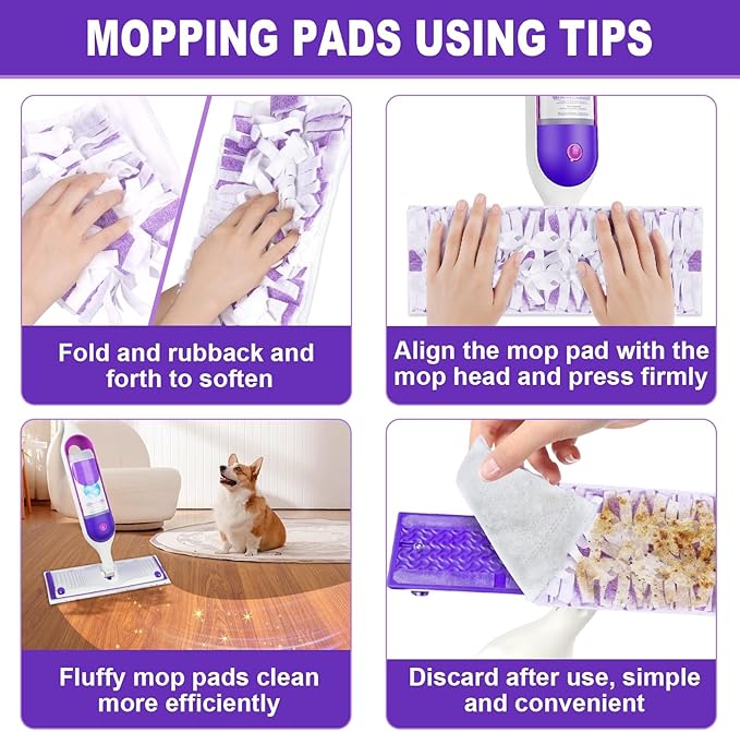 IOPRETTY Mop Pads for Swiffer Powermop - 10 Pack Wet Dry Disposable Refills for Hardwood Floor Cleaning - Mopping Replacement for Tile Wood Multi-Surface Floors - Sweeping Cloths for Home Kichen