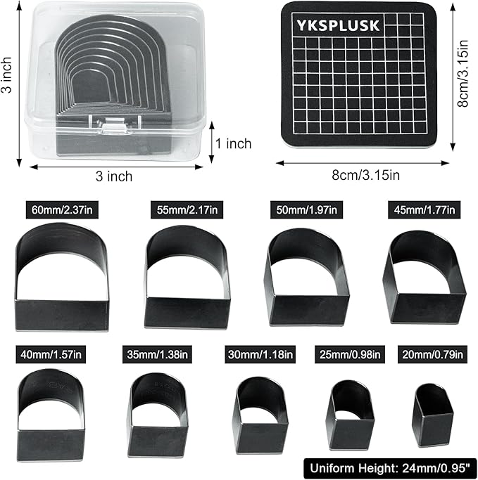 Leather Hole Cutter Tools Set, 9 Pieces Horseshoe Shape Punch Tools 20 25 30 35 40 45 50 55 60mm, High Carbon Steel Leather Cutting Dies - Leather Hole Punch Tool Kit for DIY Leathercrafts