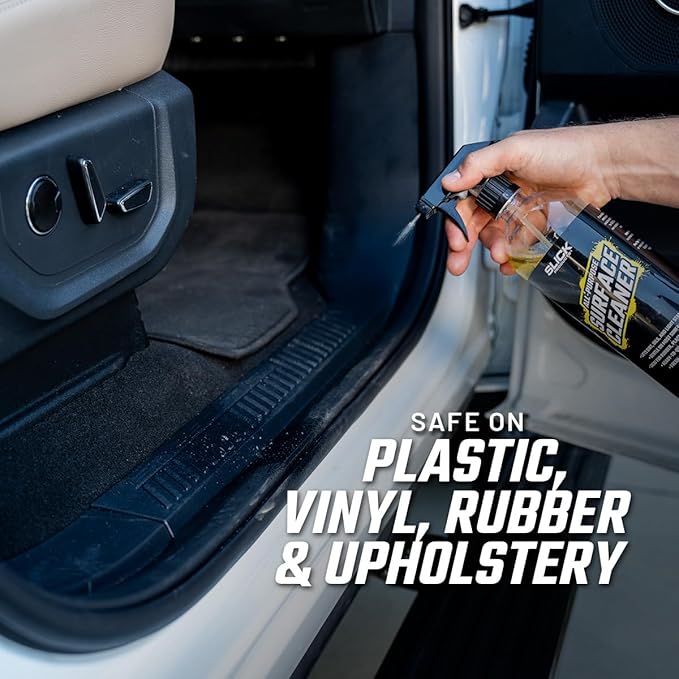 Slick Products All-Purpose Surface Cleaner – Multi-Surface Car Interior & Exterior Cleaner for Vinyl, Plastic, Rubber, Carpet & Upholstery – Fresh Lemon Scent – 32 oz.