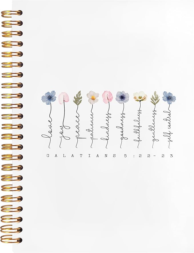 BearCake Fruit of the Spirit Boho Floral Christian Notebook Journal, Christian Gifts for Women, spiral Bible Notebooks for Note Taking, Bible Journaling Notebook, Hardcover Spiral Notebook 5.5x8.3