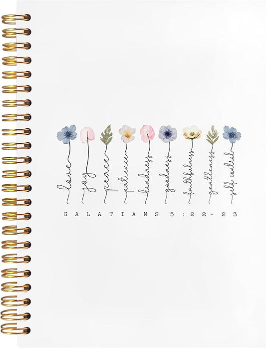 BearCake Fruit of the Spirit Boho Floral Christian Notebook Journal, Christian Gifts for Women, spiral Bible Notebooks for Note Taking, Bible Journaling Notebook, Hardcover Spiral Notebook 5.5x8.3
