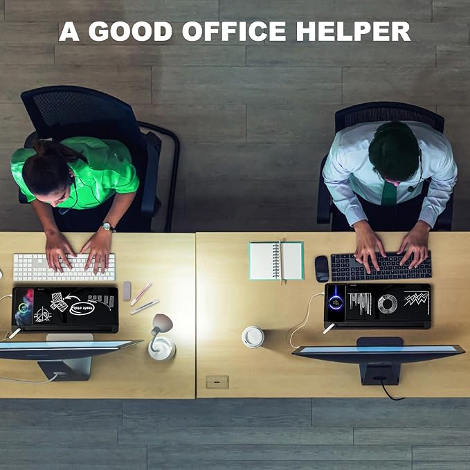 Small Glass Desktop Whiteboard Dry-Erase-Board - Computer Keyboard Stand with Wireless Charger White Board Surface Pad with Drawer, Desk Organizers with Accessories for Office, Home, School Supplies