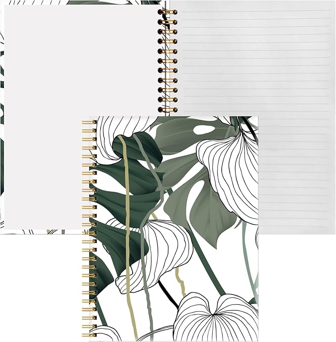 Spiral Notebook A5, Hardcover Journal for Women, 120 Pages Thick College Ruled Paper, Perfect for Office, School, or Home Use(Plants and Vines)