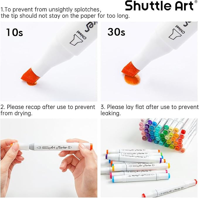 Shuttle Art 240 Colors Alcohol Markers, 239 Colors Dual Tip Art Marker Set Plus Colorless Blender, Micro-tip Pens, White Highlighter Pens, Marker Bag with Holders Perfect for Students Adults Coloring