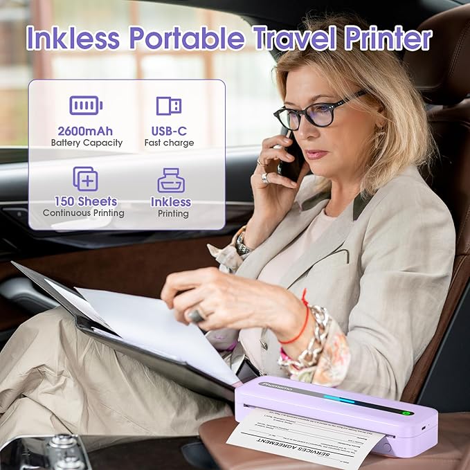 Phomemo Portable Thermal Printer, Bluetooth Portable Printers Wireless for Travel, M832 Inkless Mobile Printer for Phone Laptop, Support 8.5''x11''/A4/4.33''/3.15''/2.08'' Thermal Paper, with Case