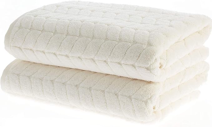 BAGNO MILANO Turkish Bath Towels, Soft Plush Jacquard Luxury Bath Towels, Quick Dry Towel Set (Cream, 4 Pcs Hand Towel Set)