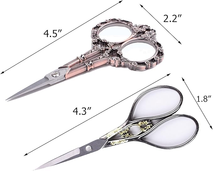 BIHRTC Vintage Plum Blossom Clouds Sewing Scissors for Embroidery, Sewing, Craft, Art Work & Everyday Use - Pack of 2,1pc Per Design