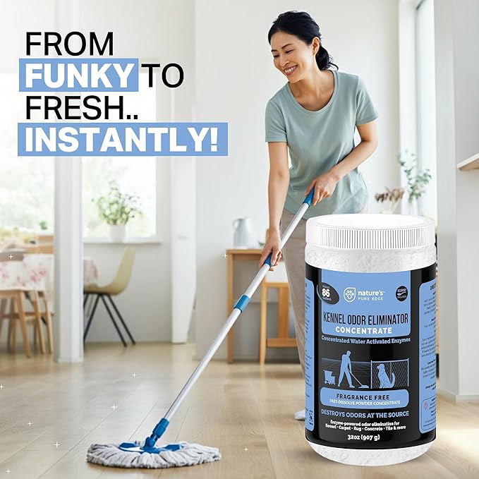 Enzyme Powder Concentrate Makes 86 Gallons - Professional Use for Kennel and Pet Odor Elimination - Removes Urine Poop from Carpets Floors -Enzyme Power, Safe for Pets. Makes 86 gallons-Fragrance Free