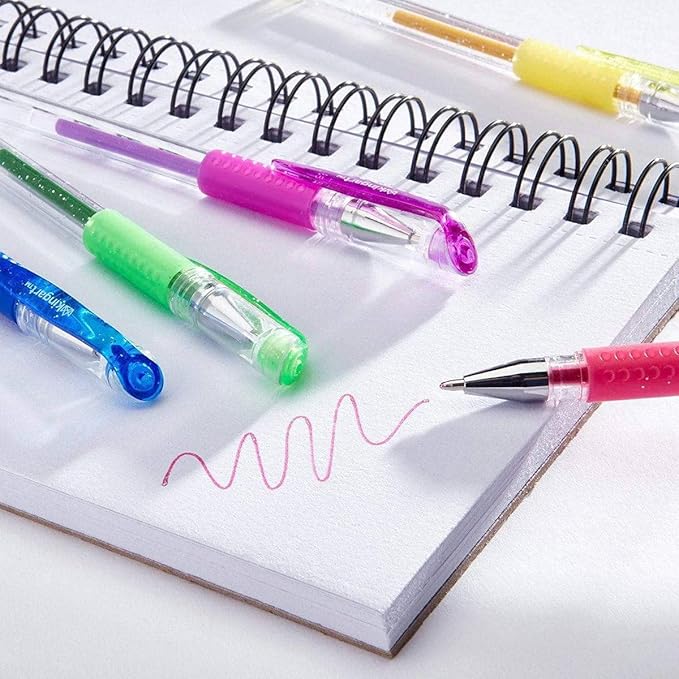 KINGART 400-50 Glitter Rollerball Gel Pens, 50 Sparkling Colors with Soft-Grip Comfort, XL Ink Cartridge - More Ink, Great for All Ages, Writing, Coloring, Doodling, Scrapbooking, Journaling & More