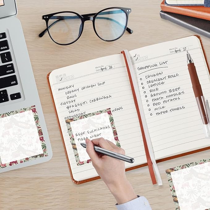 Sticky Notes, 2 Pads, 3x3 inches, Cute Colorful Fun Self-Stick Note Pads, Easy Post, Strong Adhesive Notepad Vintage Chinese Print