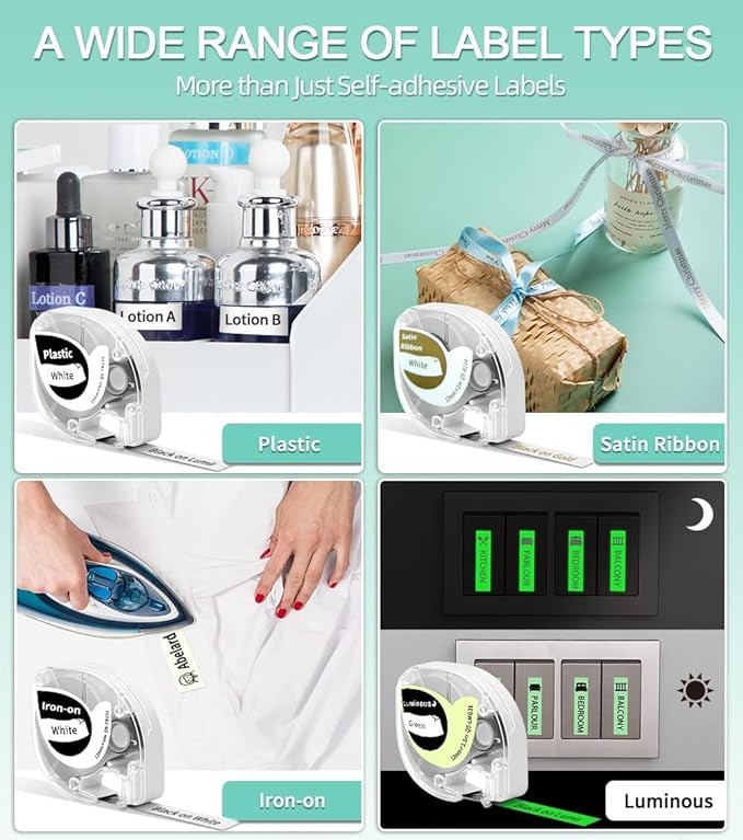 Phomemo P12 Label Maker Machine with Tape, Bluetooth Small Thermal Label Printer with Multiple Templates Mini Label Maker for Home, School, Organization, Office, Green