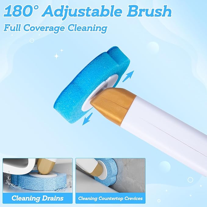 Disposable Toilet Brush with 48 Refill Heads and Holder– Includes Storage Caddy&Toilet Bowl Wand, Wall-Mount Scrubbing Toilet Brush Bathroom Cleaning Kit (Disposable Toilet Brush)
