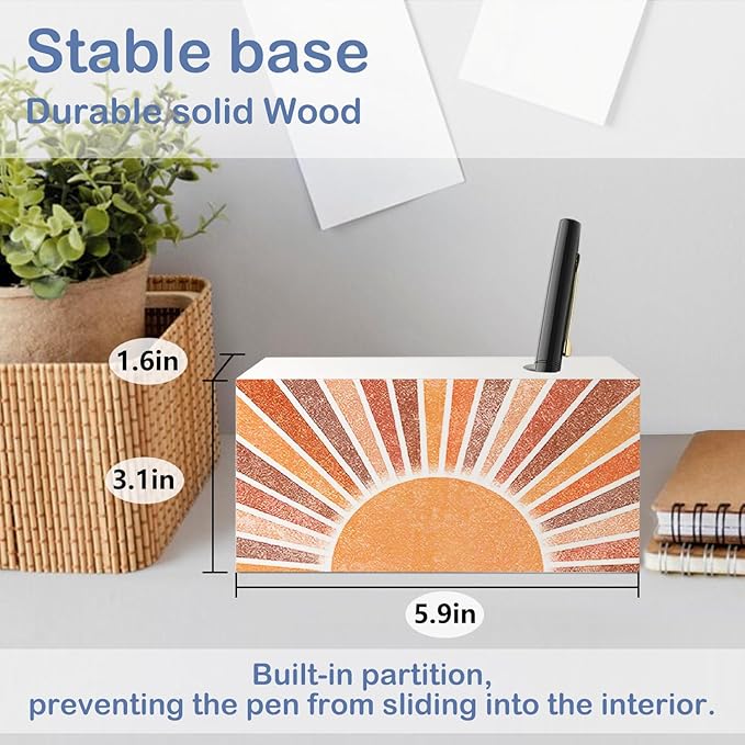SNNDER Boho Single Pen holder for Desk, Boho Office Decor, Boho Office Desk Accessories, Retro Boho Sun Sunshine Sunrise Sunset Fountain Pen Holder for Home Office Desk Accessories