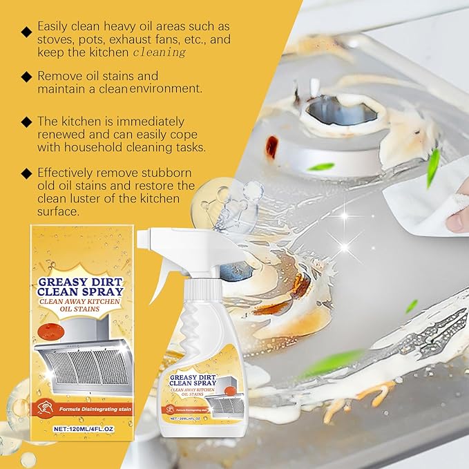 2025 New Greasy Dirt Clean Spray, Multifunctional Powerful Kitchen Foam Cleaner, Fast Foaming and Stain Removing, Heavy Oil Stain Cleaner Kitchen for Oven, Stove, Range Hood (2pcs)