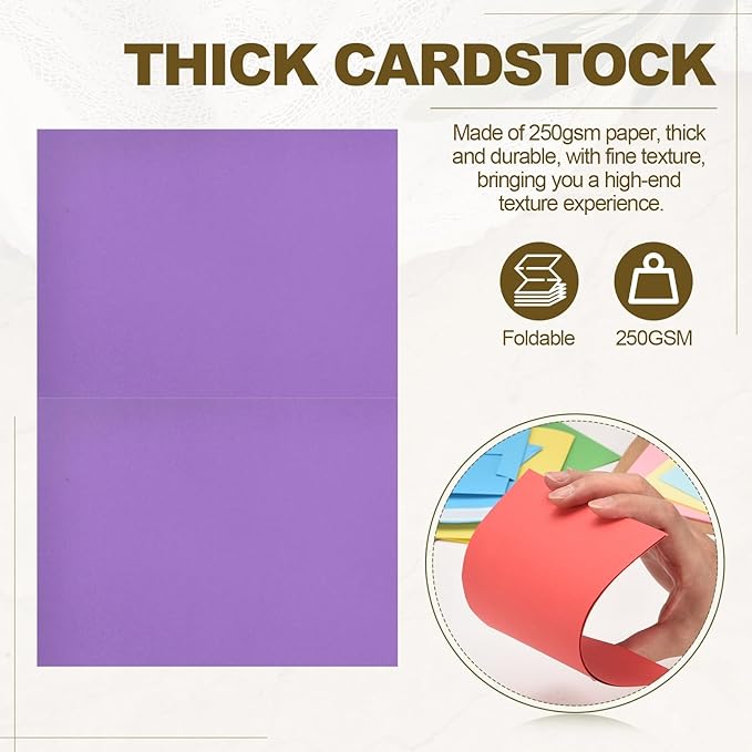 PATIKIL 50Pack Dark Purple 5x7 Blank Cards and Envelopes, Self Seal A7 Envelopes with Folded Cardstock Small for Greeting Cards Wedding Greeting Birthday Invitations Letter Mailing