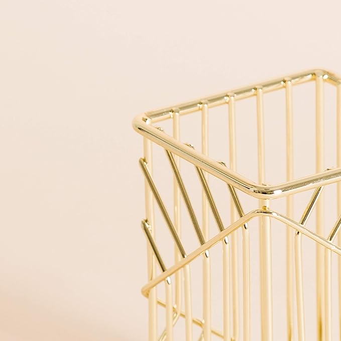 U Brands Metal Pencil Cup, Desktop Accessory, Vena Collection, Gold