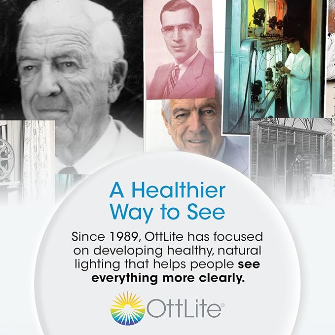 OttLite Thrive LED Sanitizing Desk Lamp with Clock and USB Charging - Eliminates up to 99.9% of Bacteria, Touch Activated, Flexible Neck, Modern Light for Reading, Crafting & Office Desktop