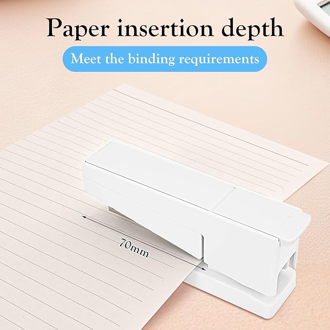Swing-Arm Swivel Stapler - 20 Sheets Capacity, 360 Degree Rotate Desk Stapler with 100 Staples - Non-Slip Office Stapler, White