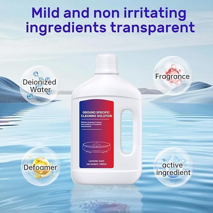 Nukisa Lavender Floor Cleaning Solution 1L Compatible with Dreame Wet & Dry Vacuum and Robot，Residue & Streak Free, Suitable for All Robot Vacuum Cleaners and Wireless Wet Dry Dual-Use Vacuum Cleaners