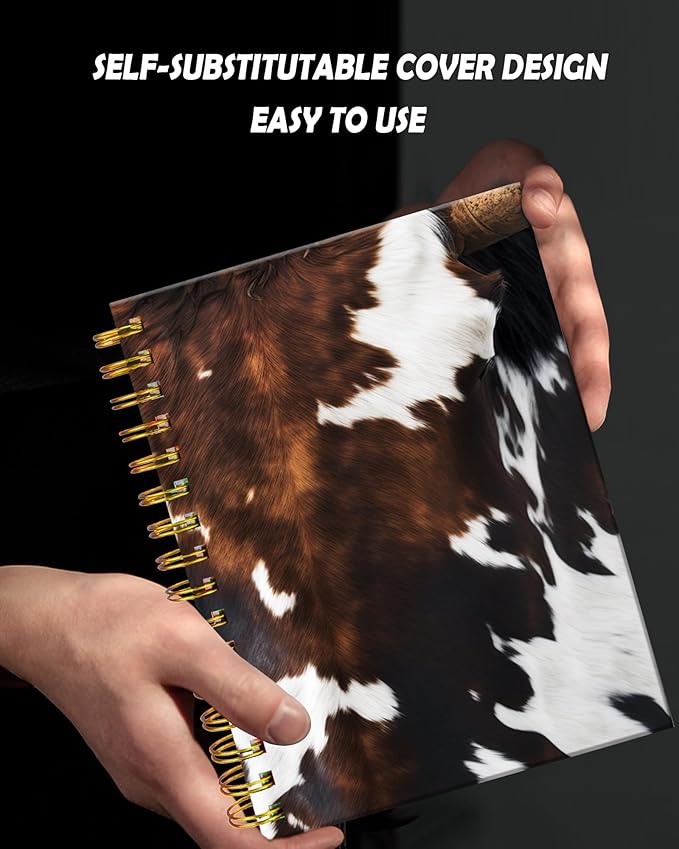 Spiral Journal Notebook for Women,A5 College Ruled Notebooks 6"x 8.4",Cool 120 Pages Lined Journal with Premium Thick Paper,Perfect for School Office Home Gifts(vintage Cowhide)