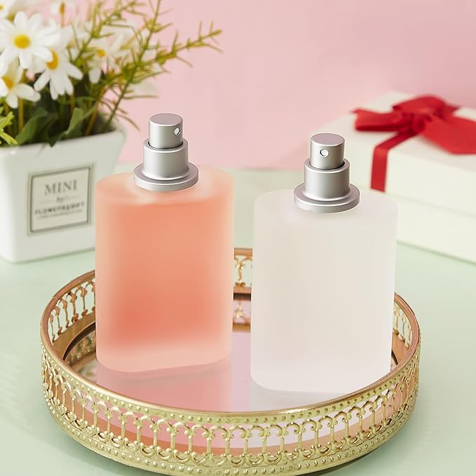 Tessco for you 12 Pcs 1.7 Ounces Perfume Bottles Empty Frosted Glass Spray Bottles 100ml Refillable Atomizer Perfume Dispenser Fine Mist Atomizer Cosmetic Make up Container(Silver Gray)