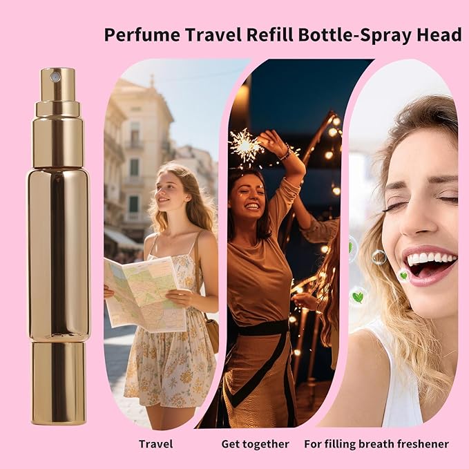 2-in-1 Travel Fragrance Spray and Roller-On Fragrance Bottle - Refillable Perfume Bottles (4 Pack) 10ML Essential Oil Roller, Travel Essentials, Roller-On Fragrance Spray Combo