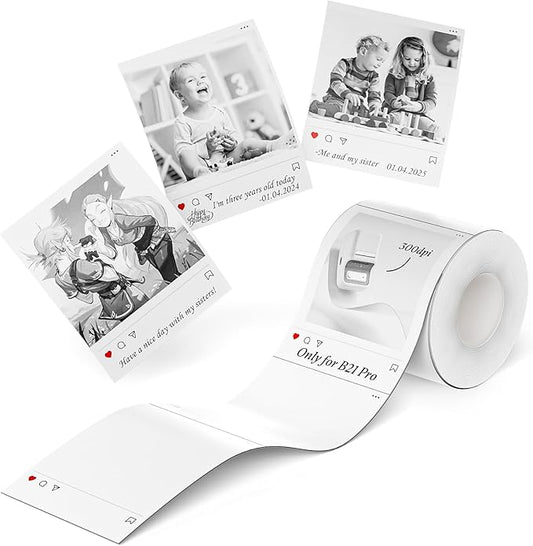 NIIMBOT Photo Papers Only for B21 Pro 300DPI Label Maker, Thermal Picture Labels Good Idea to Print Photos, Beauty Memories, Note,List (2.13''x2.67''-54x67mm)