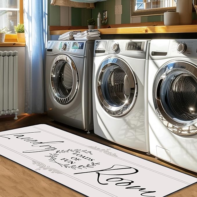 Laundry Room Rug Runner 20"X59" Non Slip Farmhouse Mats Organization and Washable Floor Long Rugs for Laundry Room Accessories Mudroom Kitchen Bathroom Area Rugs Decor