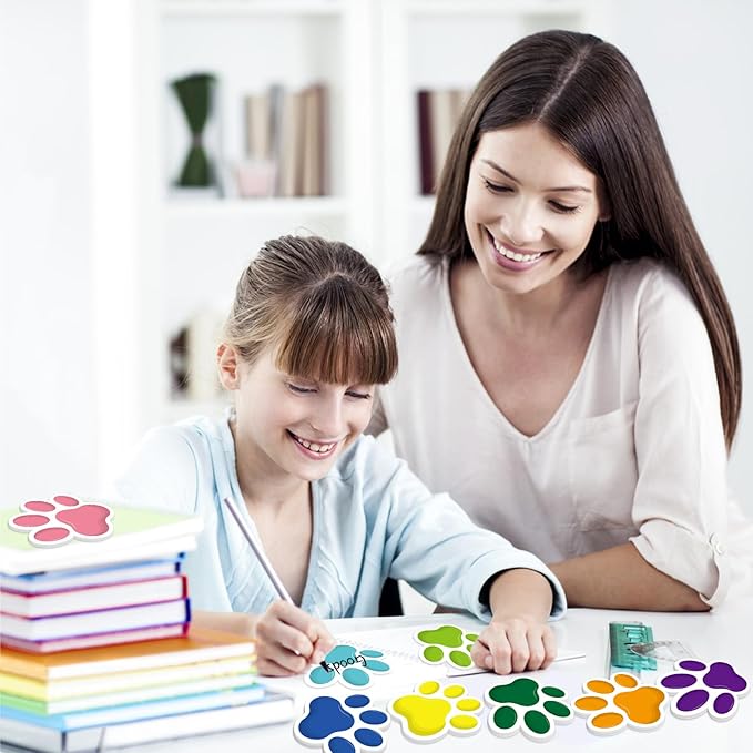 600Pcs Paw Print Note Pads, Colorful Paw Shaped Sticky Notes Kawaii Fun Animal Sticky Notes Pads Dog Party Pocket Notepads Cartoon Memo Pads for Dog Lovers School Home Office Supplies